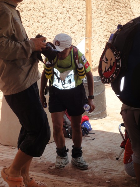 George arrived to the finishing point